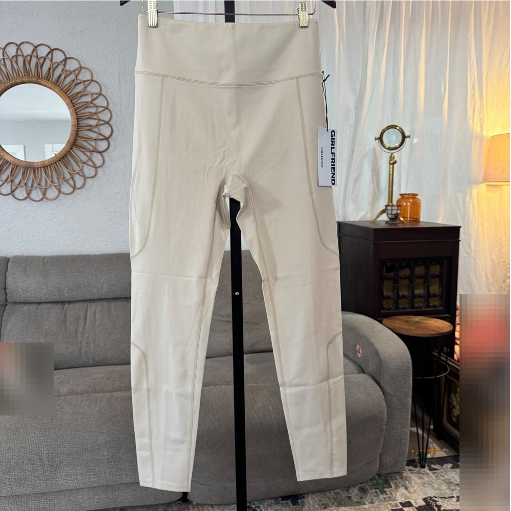 Girlfriend Collective Leggings XL Ivory Compressive High Rise Sustainable Gym